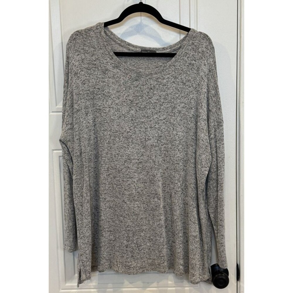 EUC Market & Spruce 2xl Heathered Grey Knit Tunic Top Cozy Casual Long-Sleeves